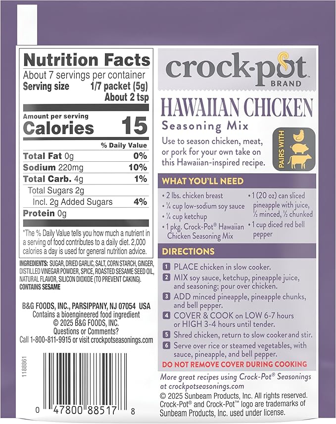 Mezcla de Sazonador Crock-Pot Hawiian Chicken, 1.25 Onza miniatura 2