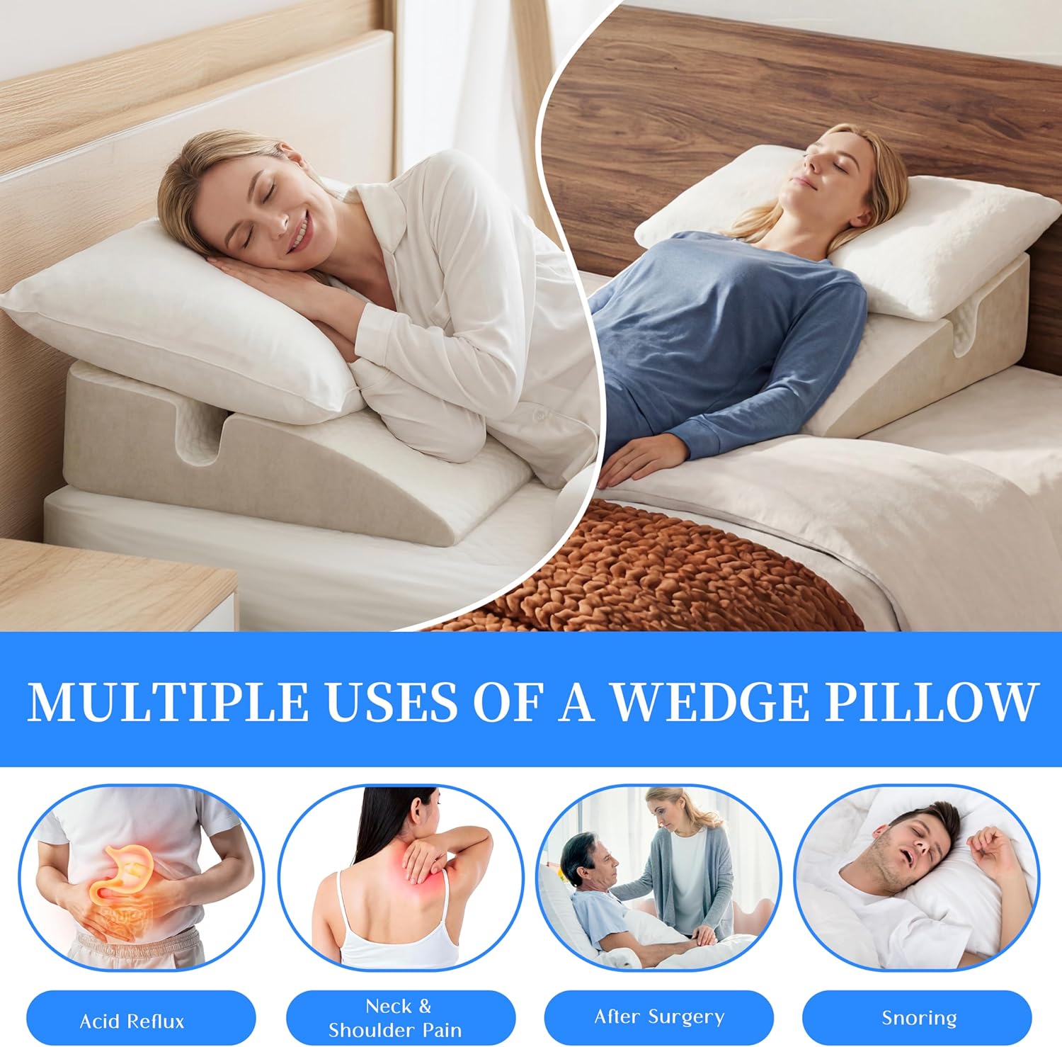 Face Down Pillow,Face Down Pillow After Eye Surgery,BBL Pillow After Surgery Stomach Sleeping Pillow,Home Massage Pillows Faces Down with Shredded Memory Foam and Removable Cover White