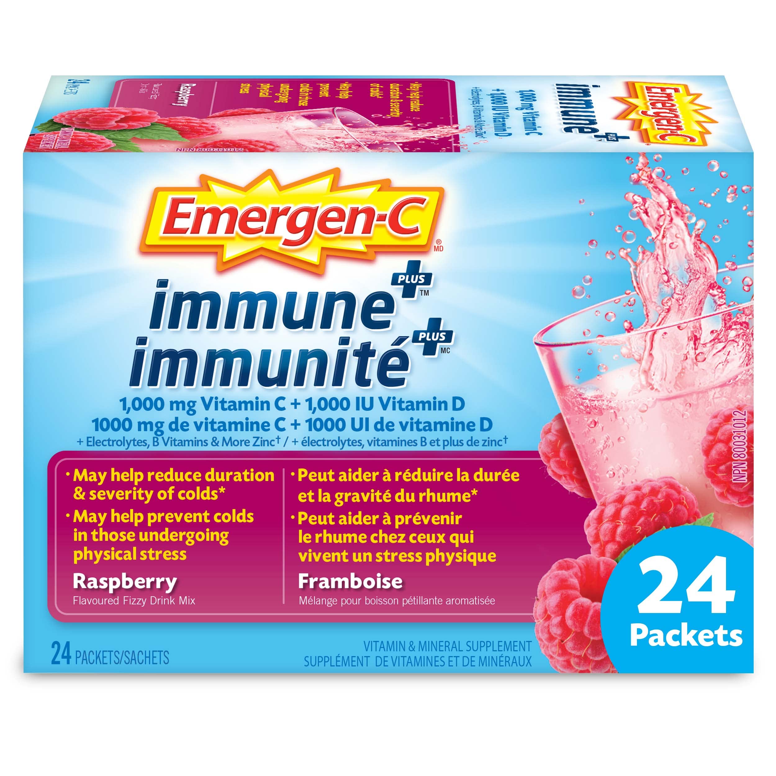 Emergency Powder Emergen-C Immune+ 1000mg Vitamin C Powder Supplement, Drink Mix, Immune ...