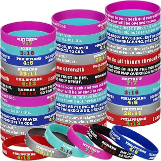 Chalyna 48 Pcs Bible Verse Bracelets Silicone Wristbands for Women Men | Christian Scripture Wristbands, Inspirational Faith Hope Quotes, Bulk Party Favors for Church, Silicone Bracelets Men Women