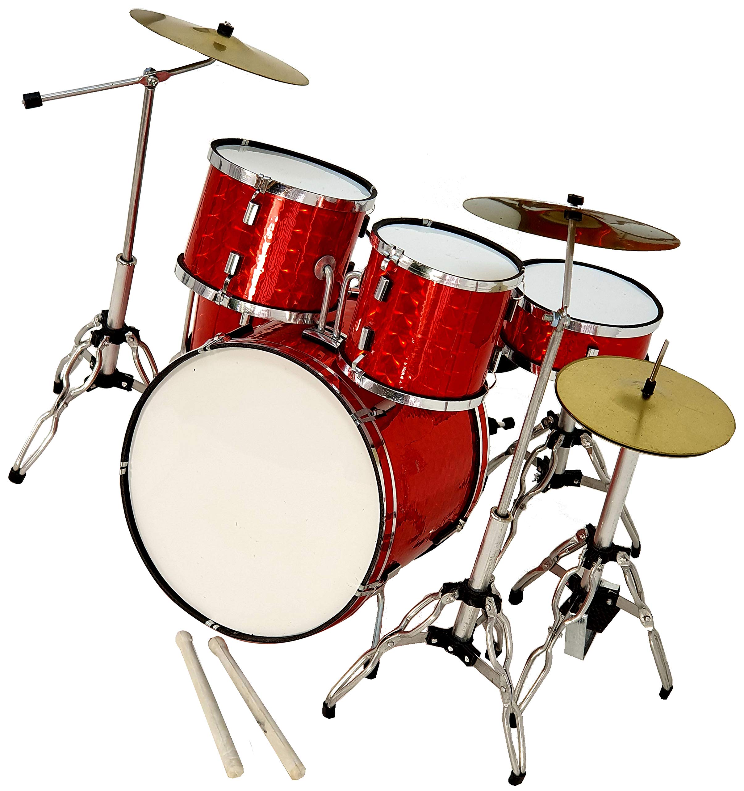 MINIATURA BATERÍA ACUSTICA ROJO CROMO MDR-0121 ROLLING REGALO MUSICAL ROCKMUSIC