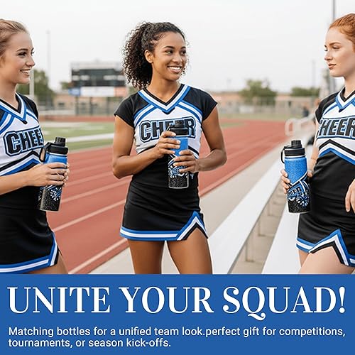 Miniatura 7 de Botella de agua Cheer para niñas, de 18 onzas, botella deportiva de acero inoxidable aislada con tapa de boquilla, regalo de animadora a granel