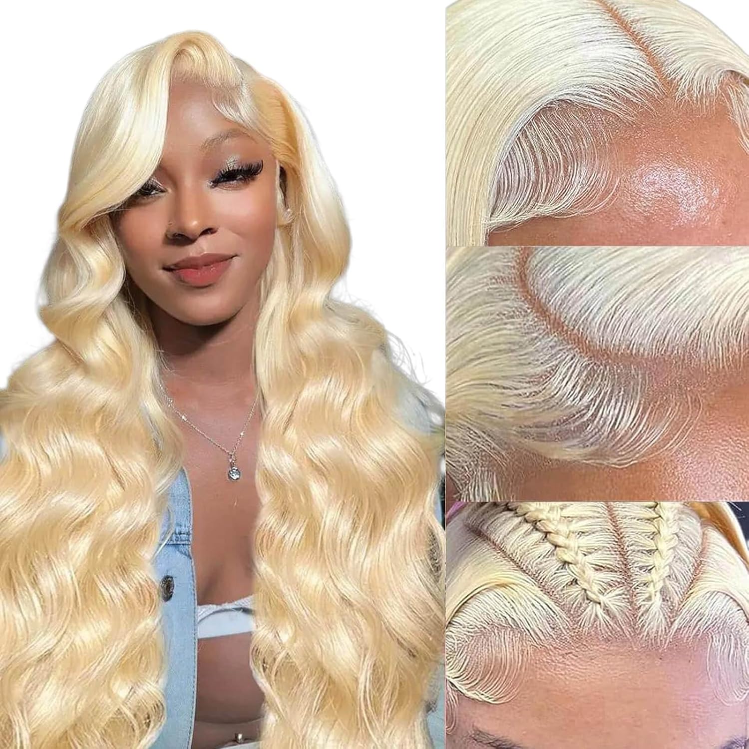 Dapanji 40 Inch 613 13x6 Lace Front Wig Human Hair 200% Density HD Transparent Lace Frontal Wig 13x6 Blonde Body Wave Lace Front Wigs Human Hair Pre Plucked for Women