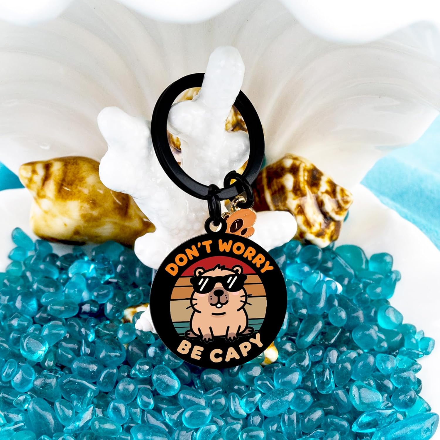 Capybara Keychain Cute Capybara Stuff for Girls Womens Capybaras Gifts for Friend Capybaras Lovers Gift Capibara Best Birthday Valentine's Day Capybara Valentines Gifts for Her-Don't Worry be Capy - Image 6