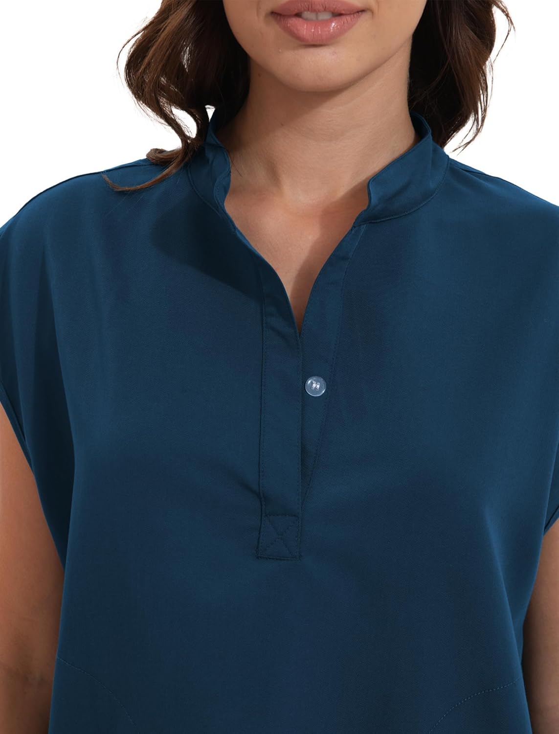 Scrub for Women Set Stretch Scrub Top & Jogger Pants with 8 Pocket Mandarin Collar Anti-Wrinkle(Caribbean, X-Large - Image 5