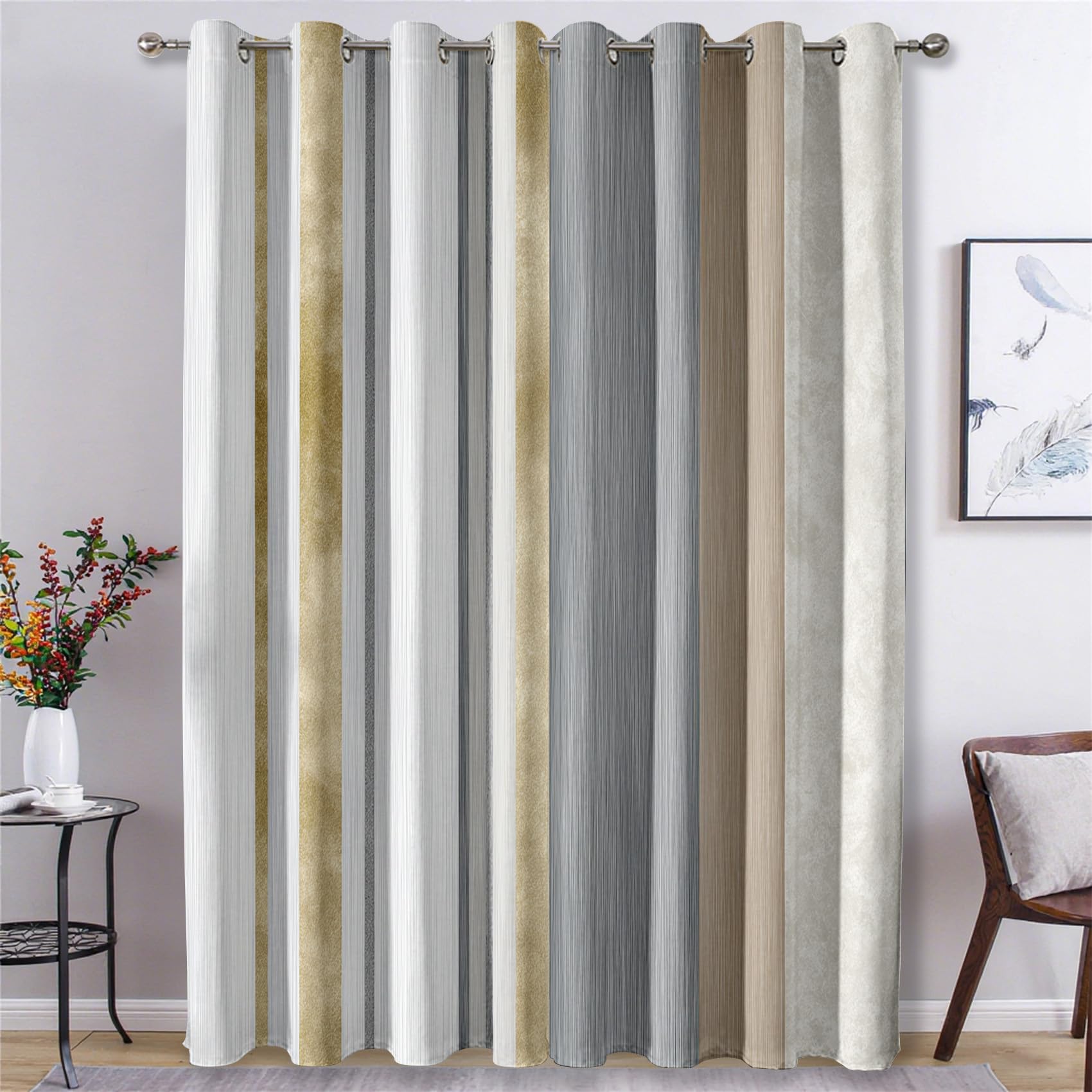 Cortinas modernas de rayas verticales, ojales para salon y dormitorio 160x132cm