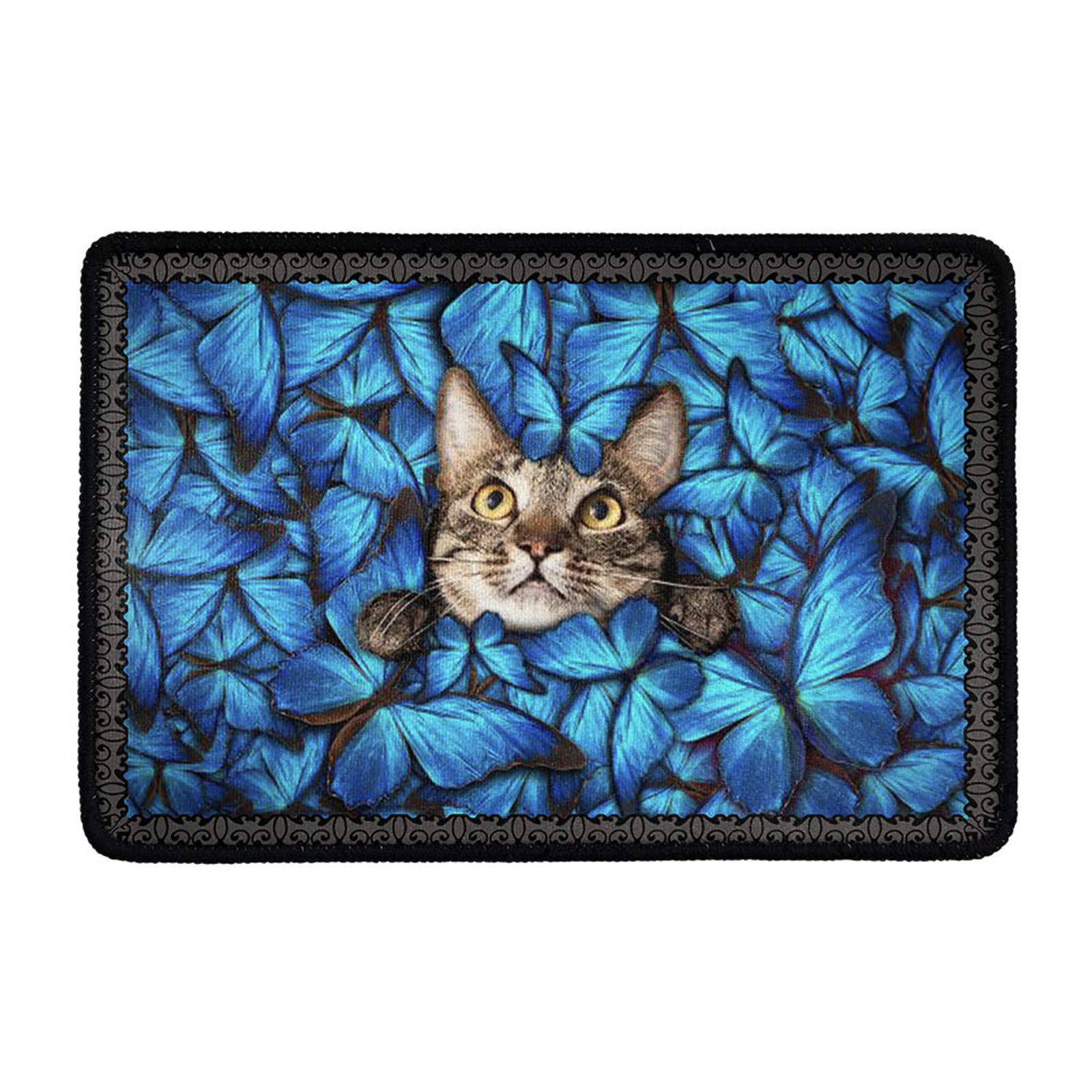 Paillasson lavable et antidérapant Coloranimal tapis bas chaton bleu intérieur