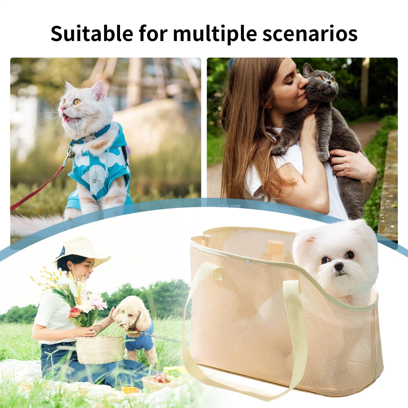 Cat Shoulder Carrier, Portable Small Dog Carry Bag, Transpirable Mesh Avoid Escaping Outing Tote Pack for Walking, Lightweight and Comfort Pet Carrier