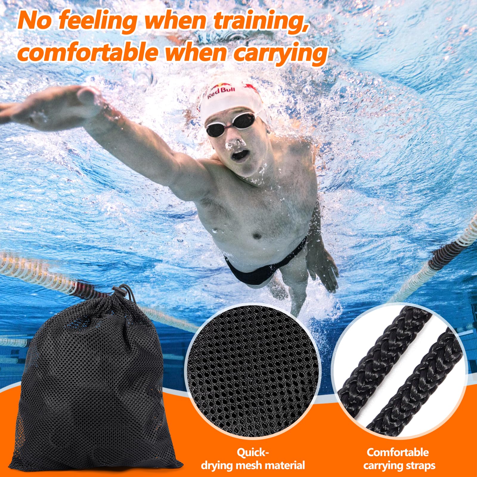 Cintura da Nuoto per Piscina,Cintura per Allenamento di Nuoto,Elastico Nuoto Statico Piscina 2,5 m-7,5 m,Guinzaglio di Resistenza Regolabile per Swim Training per Adulti e Bambini
