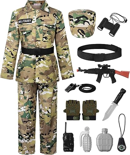 Miniatura 13 de ReliBeauty Disfraz de soldado uniforme de camuflaje del ejército