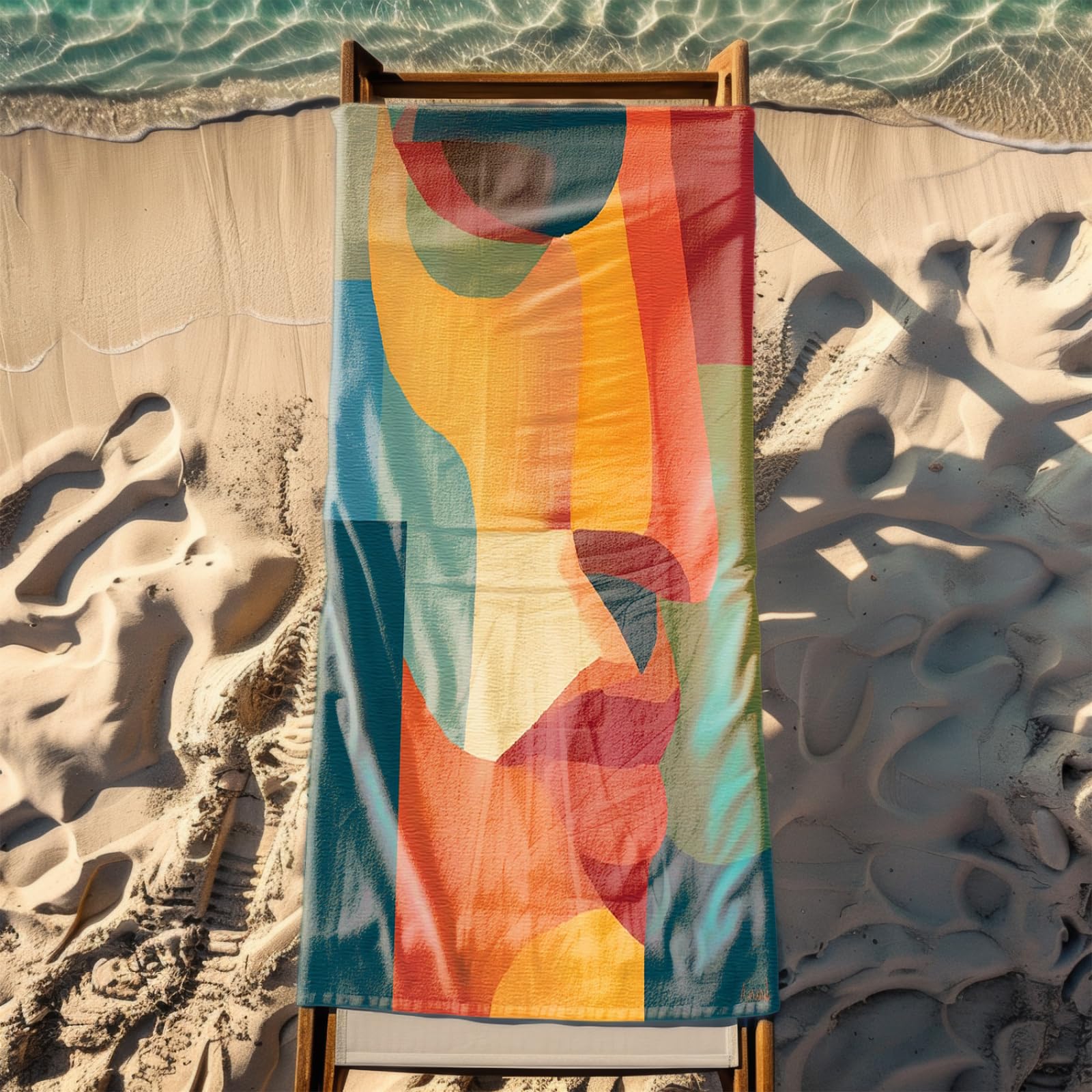 Telo Mare Microfibra 210x230 Geometria Gialla Chiara Telo Spiaggia Grande Antisabbia,XXL Asciugamano Mare, Asciugatura Rapida, Stuoia Spiaggia Leggero E Portatile