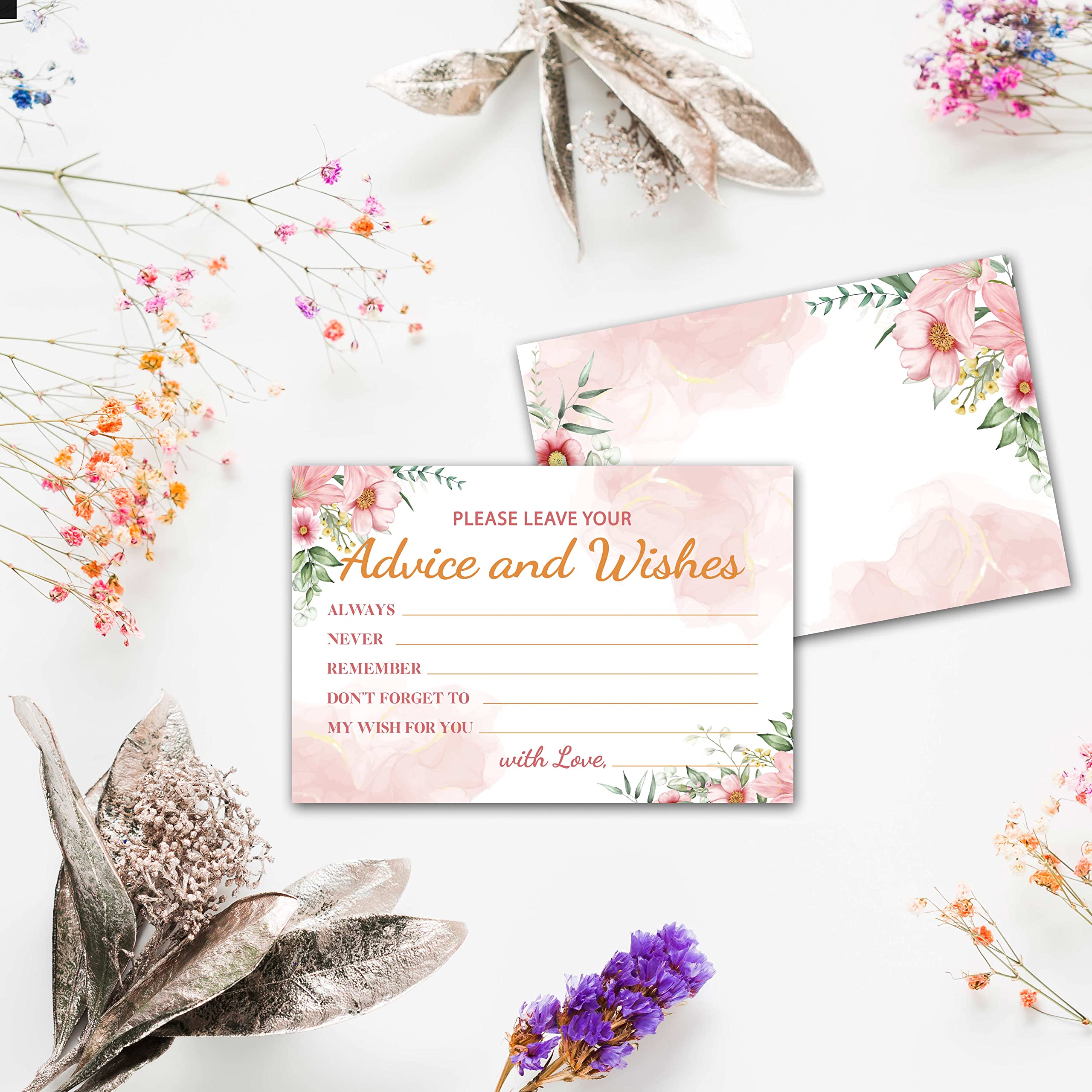 Beratungs- & Wunschkarten Boho-Blumen – 25 Stück, 10,2x17,8 Cm, Für Hochzeiten & Partys