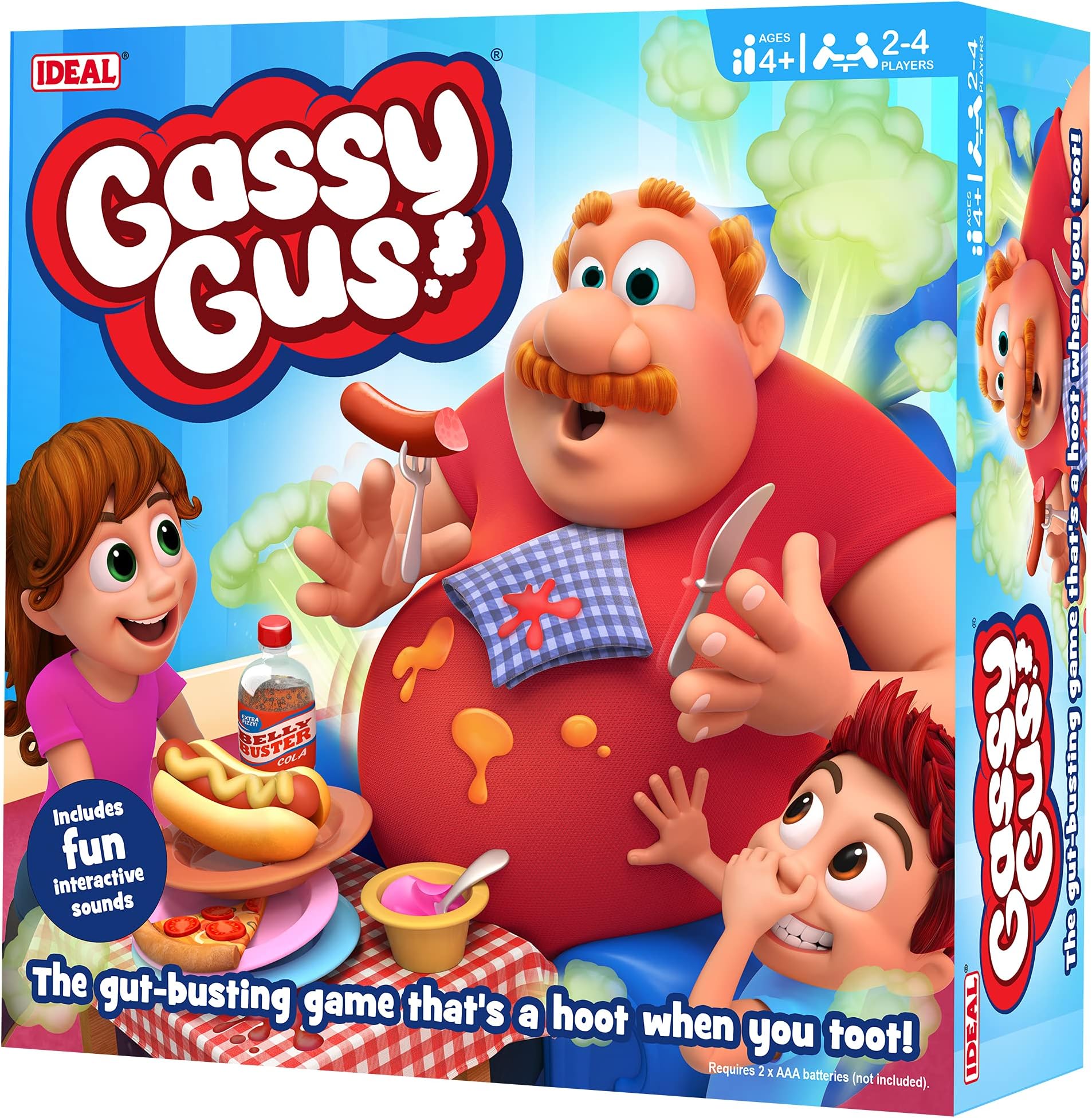 Ideal | Gassy Gus: The gut-busting game that's a hoot, when you toot | Kids Games | For 2-4 Players | Ages 4+