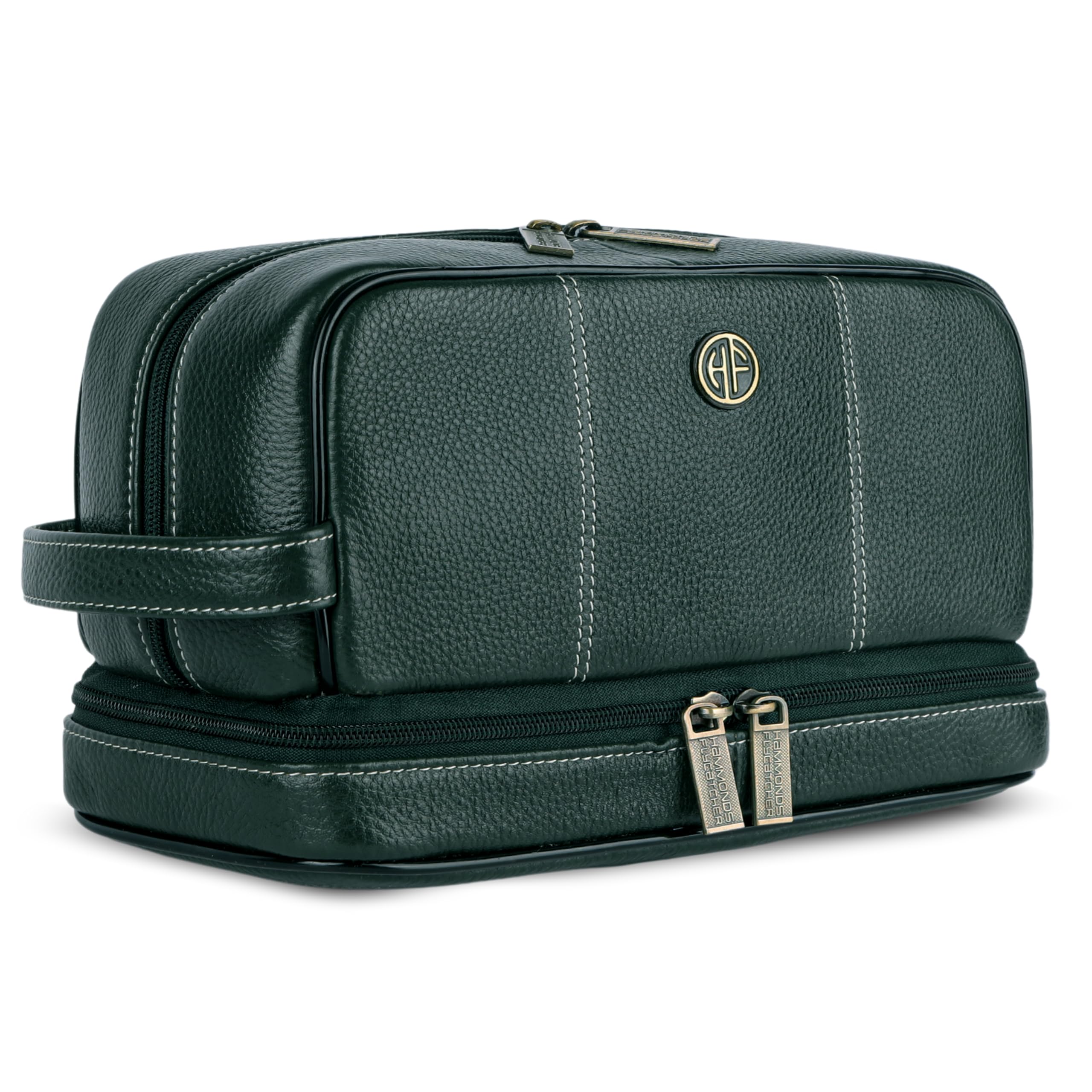 Hammonds Flycatcher Genuine Leather Toiletry Bag for Men and Women Cosmetic Organizer Bag, Travel Organizer Pouch, Shaving Kit Bag for Men Toiletry Pouch for Men with Multiple Pockets - Green