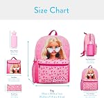 Barbie Backpack 4 Piece Set | Girls School Bag Set | Girls Backpack, Lunch Bag, Water Bottle and Pencil Case Set | Childrens Bag | Pink