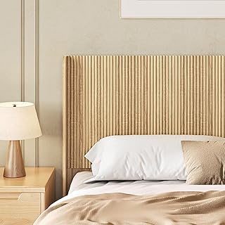 63.9" Wood Headboard Queen Size, Fluted Queen Headboard Only,Wall Mount Wood Headboards, Rustic & Modern Farmhouse,Wingback Design,Suitable for Full/Queen Bed Frames,Natural