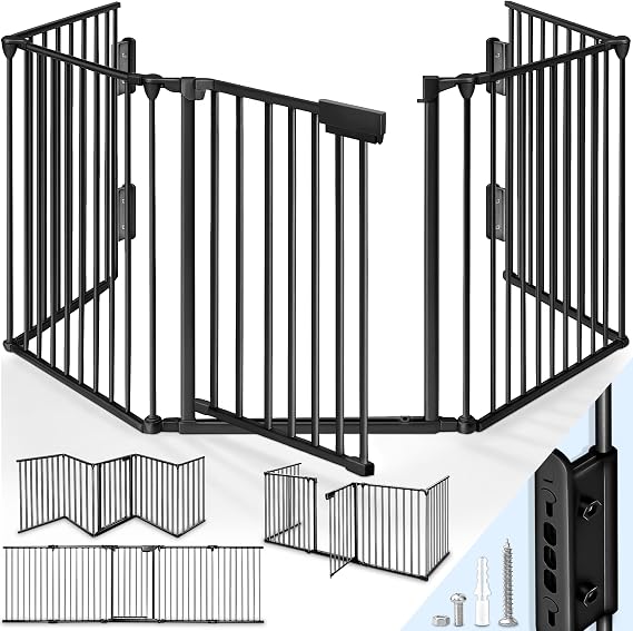 KIDUKU Barrière de Sécurité Cheminée 300 cm avec Porte