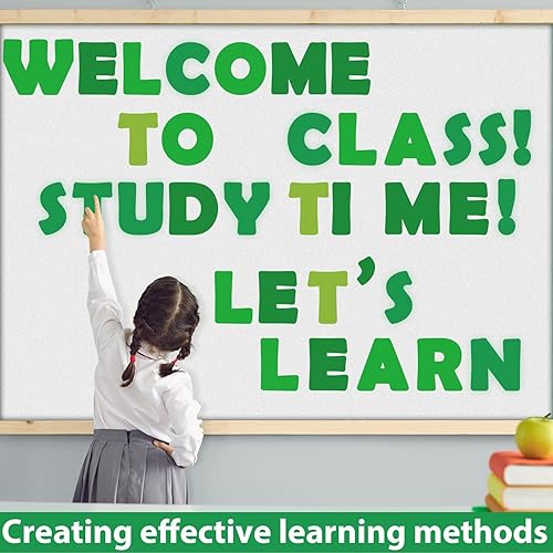 Miniatura 7 de Juego de 150 letras grandes de 7 pulgadas y recortes de puntuación, letras verdes primaverales, decoración festiva para el hogar, escuela, aula,