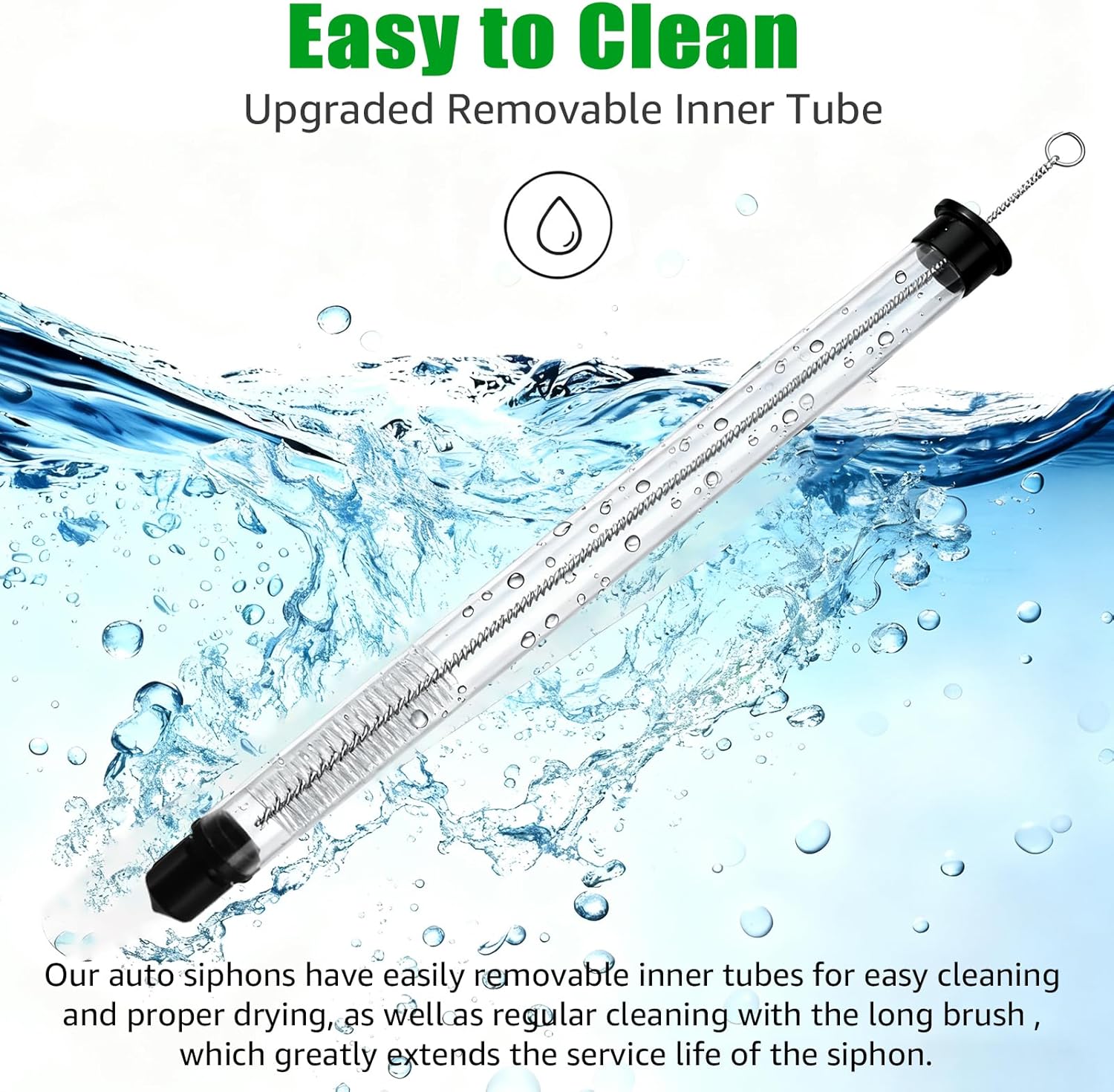 2Pcs 14” Auto Siphon Beer Bottle Siphon Pump with 5Ft Clear Silicone Wine & Liquid Siphoning Pump, Effortless Bottling Fermentation Mead for HomeBrew Gallon Jugs Kit Wine Making Kit