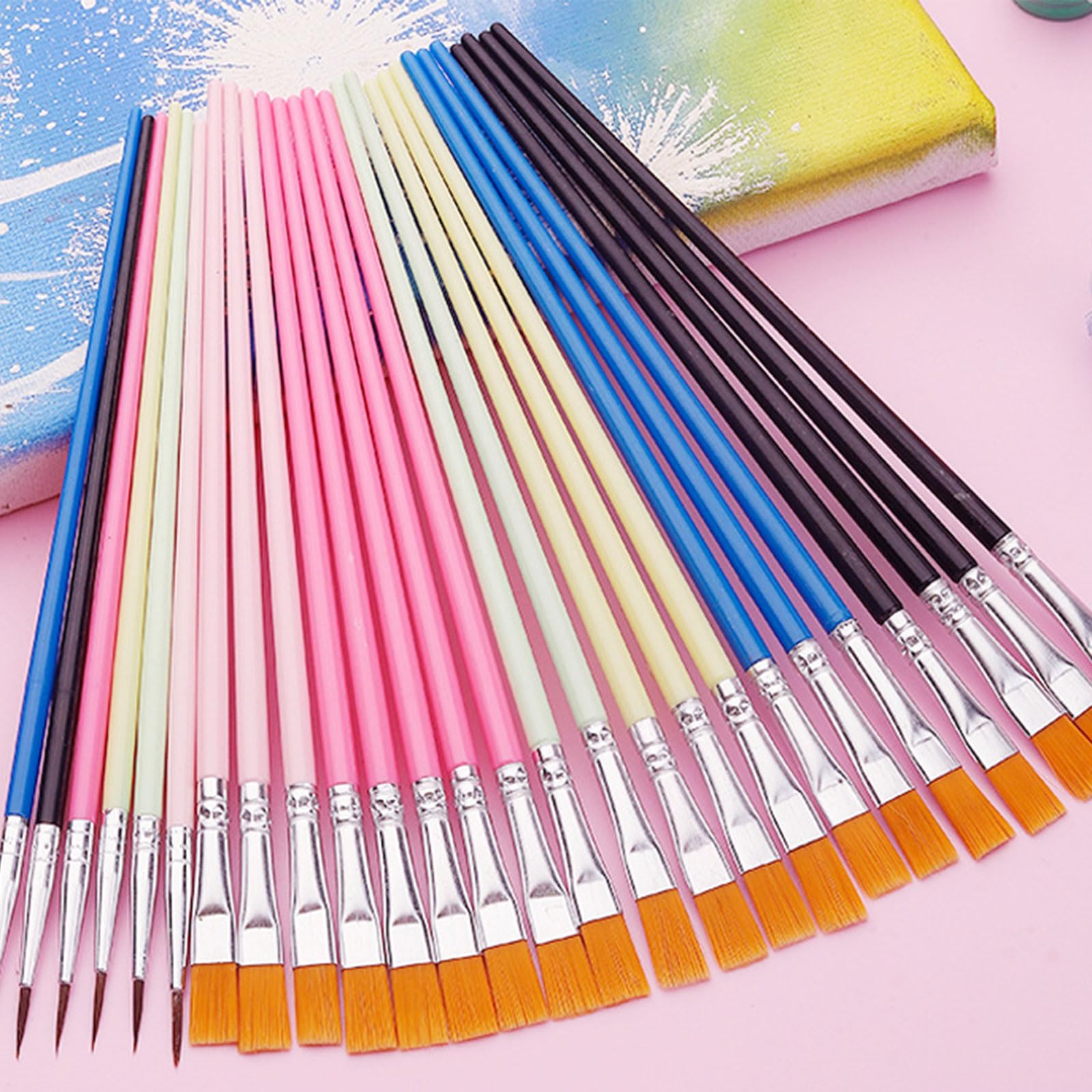 Lot De 10 Pinceaux De Peinture à L'huile En Nylon Pour Peinture à L'huile Professionnelle