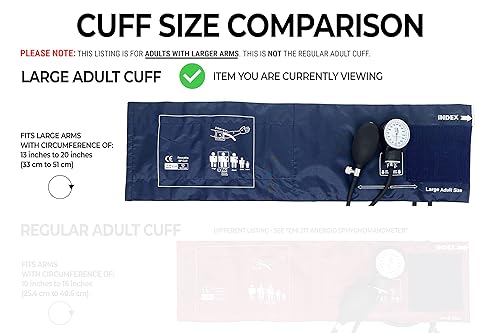 Vista 3 de EMI EBL-430 Royal Sprague - Estetoscopio y brazalete grande para adultos (ver tamaño de puño grande: 13.0 in a 20.1 in 13 a 20 pulgadas)