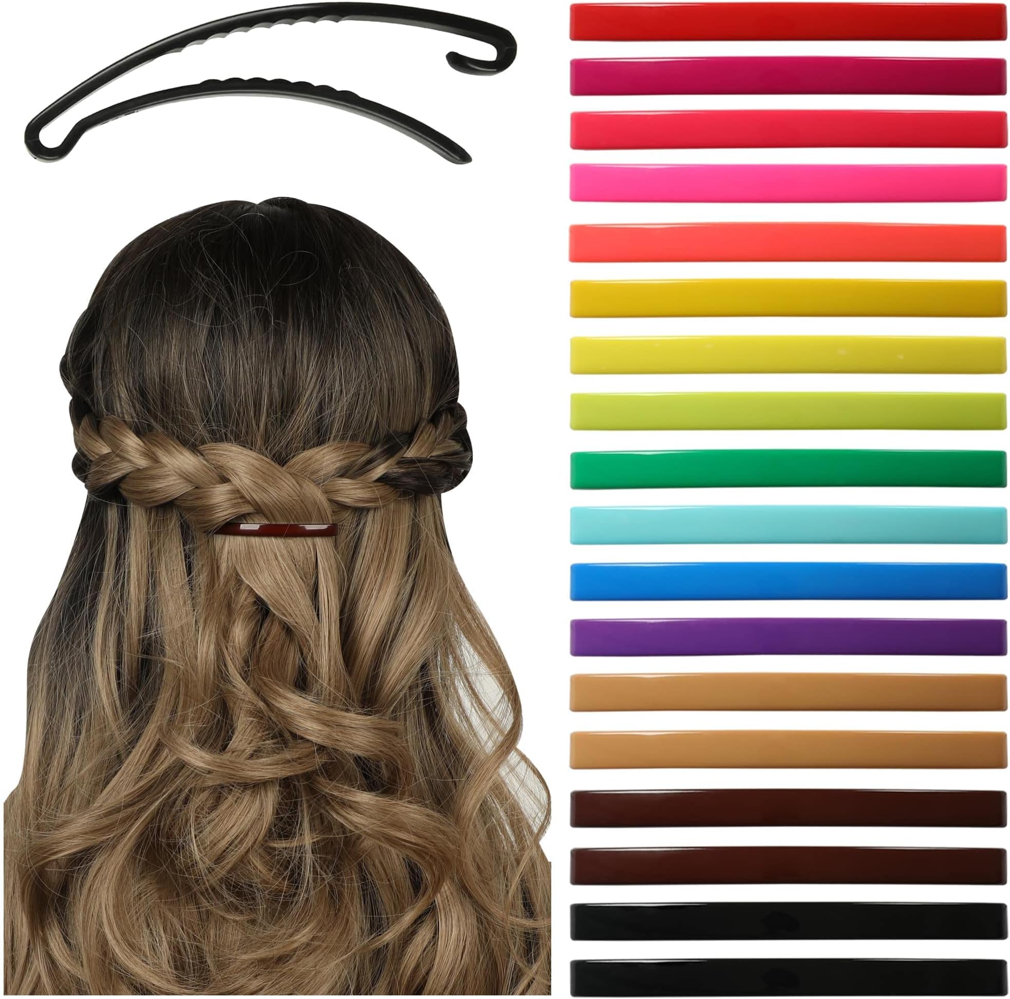 Small Plastic Dome Styling Hair Barrettes Clips - Decorative Clamps For Half Updo & Ponytail - For Girls, Women with Very Thin & Medium Hair - 18 Pcs