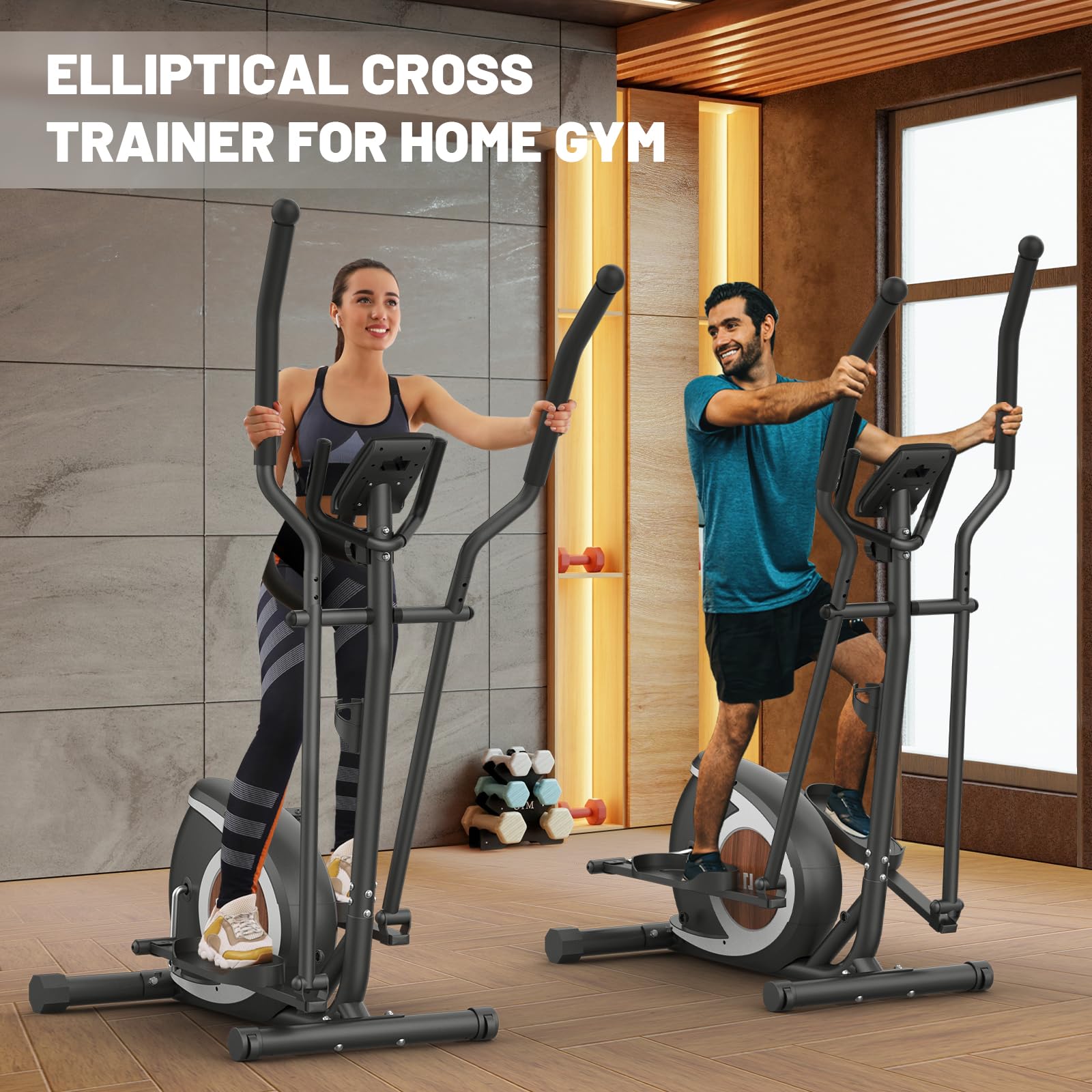Vélo Elliptique, Elliptique Magnétique Ultra-Silencieux avec 16 Niveaux de Résistance, écran LCD, Pédale Antidérapante, Capacité de Charge 265 LBS, Appareil Elliptique à Ddomicile