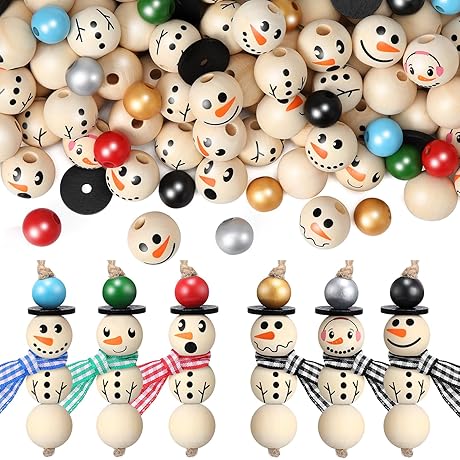 Christmas Snowman Wooden Bead - Showcase Festive Cheer with 450 Premium Pieces