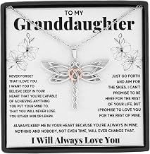 Granddaughter Necklace Gifts From Grandma Grandmother or Grandpa Grandfather To My Granddaughter Dragonfly Necklace Graduation Birthday Pendant Jewelry with Message Card and Gift Box