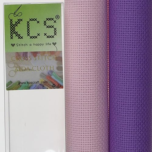 Miniatura 101 de KCS 2 piezas de tela de algodón Aida de punto de cruz contado de 15" x 18" para bordado (Lino, 14CT)