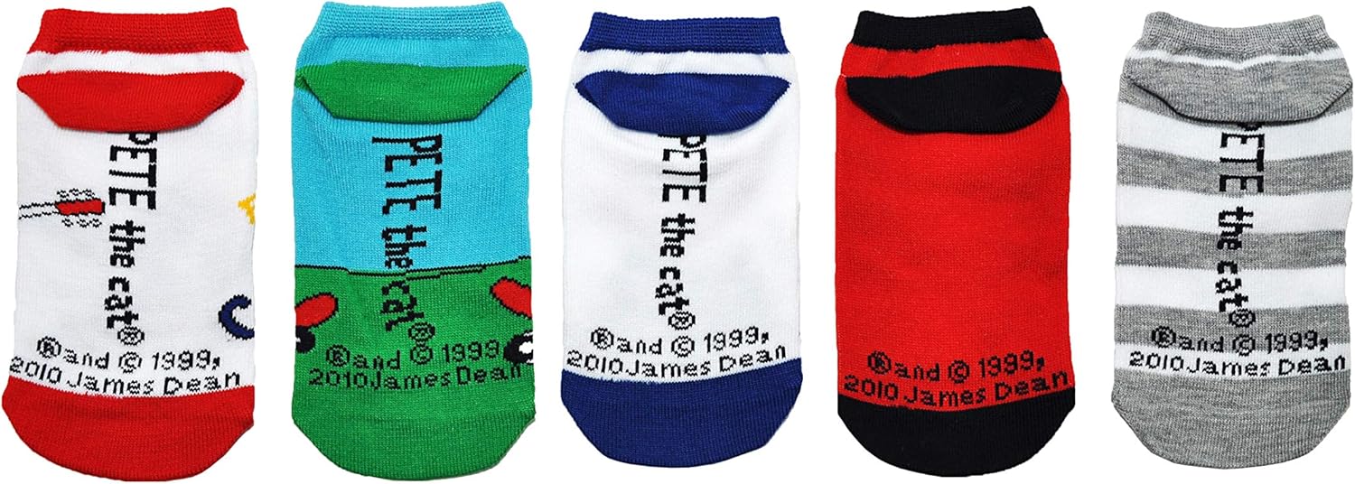 Pete the Cat Socks Gifts (Youth) (5 Pair) - Pete the Cat Merchandise Girls & Boys Low Cut Socks - Fits Shoe Size: 9-3 (Kids) - Image 3