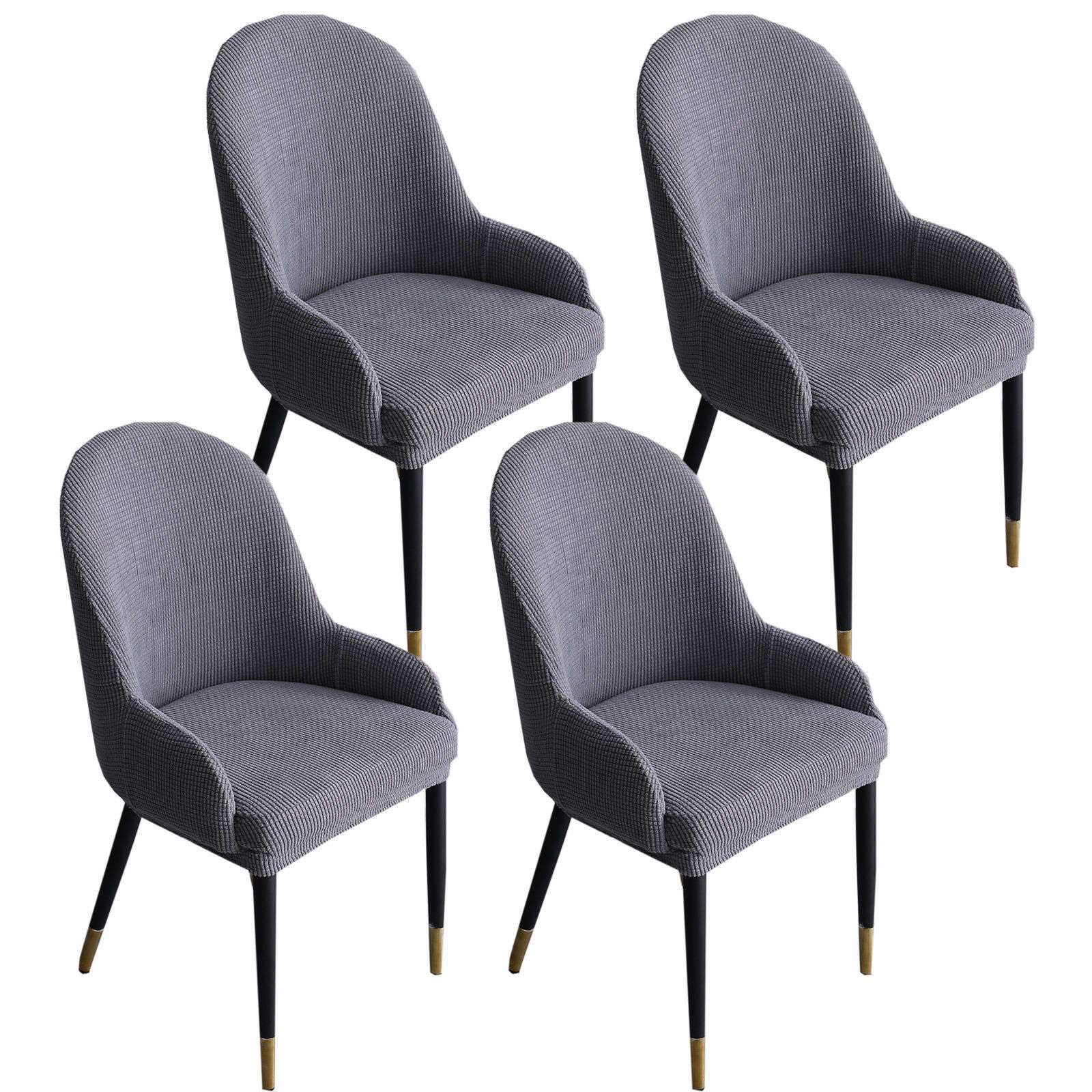 Housses de chaise extensibles gris clair (lot de 4) pour dossier incurvé de cuisine