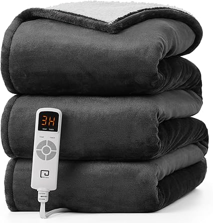 EHEYCIGA Heated Blanket Electric Blanket Full Size - Heating Blanket with 9 Heating Levels & 10 Hours Auto Off, Soft Cozy Sherpa Washable Blanket with Fast Heating, 72 x 84 Inches