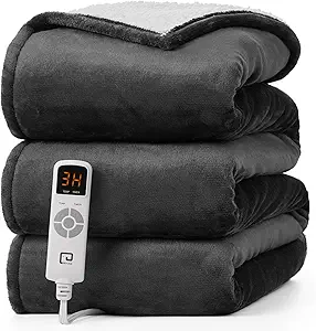 EHEYCIGA Heated Blanket Electric Blanket Full Size - Heating Blanket with 9 Heating Levels & 10 Hours Auto Off, Soft Cozy Sherpa Washable Blanket with Fast Heating, 72 x 84 Inches