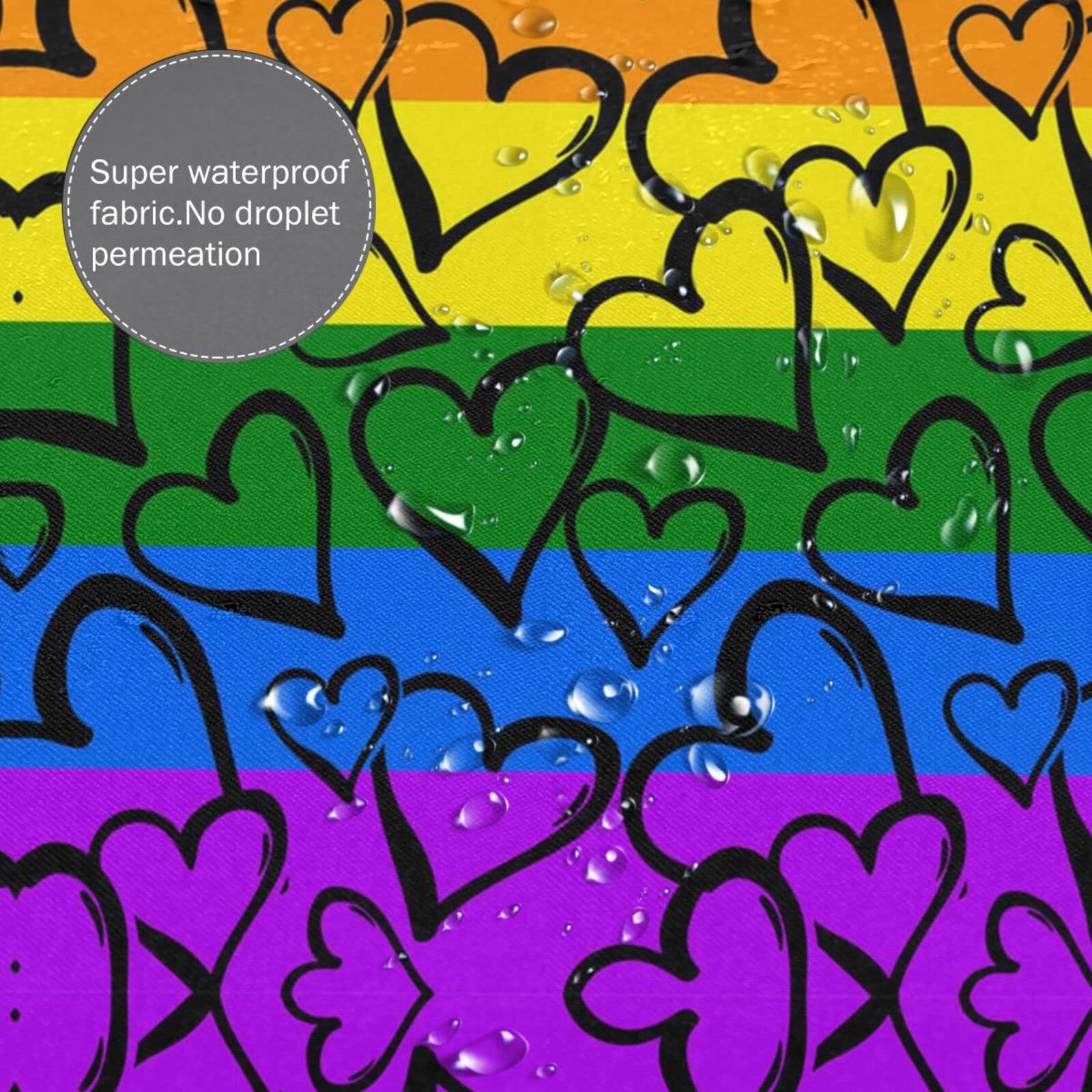 Tenda Doccia LGBT Con Gnomi E Arcobaleno | 'Everyone Is Welcome Here' | 69x70 Con Ganci