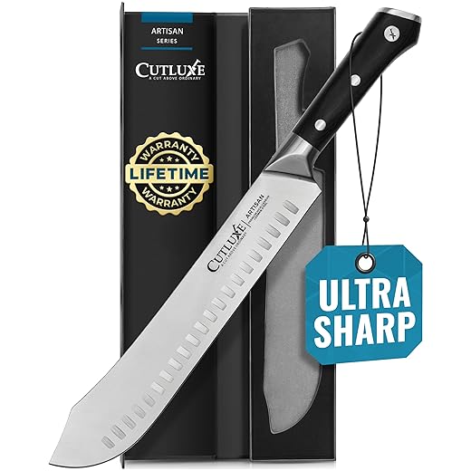 Cutluxe Butcher Knife - 10″ Bullnose Knife – Forged High Carbon German Steel – Full Tang & Razor Sharp – Ergonomic Handle Design – Artisan Series