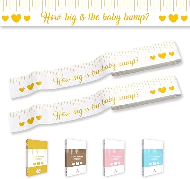 Party Hearty Baby Bump Measure Game, 2 Rolls, Baby Shower Game - Gold | 2 Inch Wide x 150 Feet Long x 2 Rolls, Sturdy but easy to tear, For Any Gender, Fun & Easy Idea