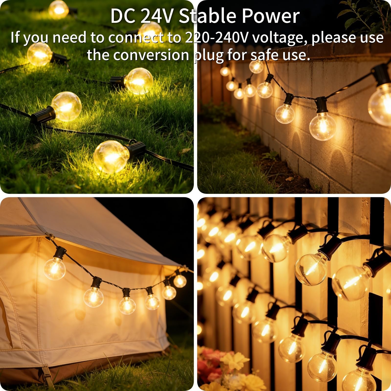 Guirnalda Luces Exterior Jardín 20M con Control Remoto, con 25+2 LED G40 Bombillas, Blanco Cálido, 3 Modos/Impermeable/Regulable/Sincronización, Guirnalda para Jardin, Terraza, Fiestas, Patio — view 5
