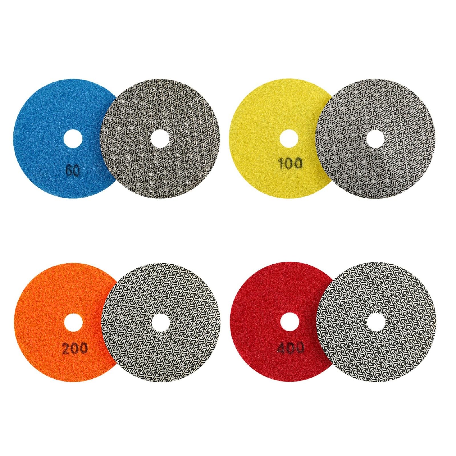 MiJunHD 4PCS Electroplated Diamond Sanding Paper Sheet Pad, 60# 100# 200# 400# Grit 3 inch 75 mm Grinding Sandpaper Pad Hook and Loop Backing for Metal Glass Porcelain Ceramic Hand Polishing Trimming — image 1