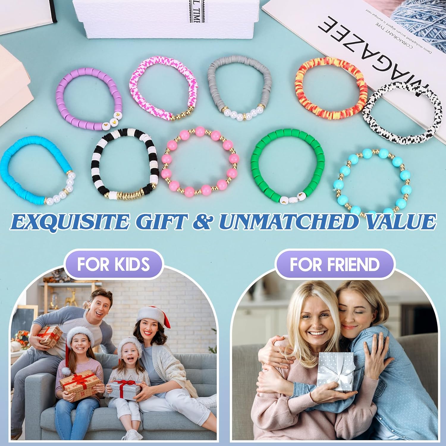 Draupnir Friendship Bracelets Heishi Surfer Clay Bead Bracelets Set Stackable Beaded Preppy Jewelry Bracelets Friendship Boho Y2K Bracelets for Women Teen Girls Party Favors - Image 5