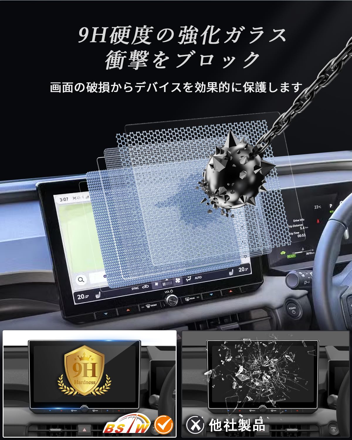 Amazon.co.jp: BSTW 【強化ガラス製 ナビ +メーター保護】2026 新型