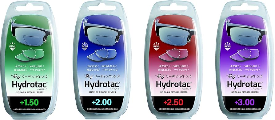 ＋2.00メガネに貼る リーディングレンズ 視力補正用 レンズ アウトス Hydrotac シニアレンズ ハイドロタック サングラス