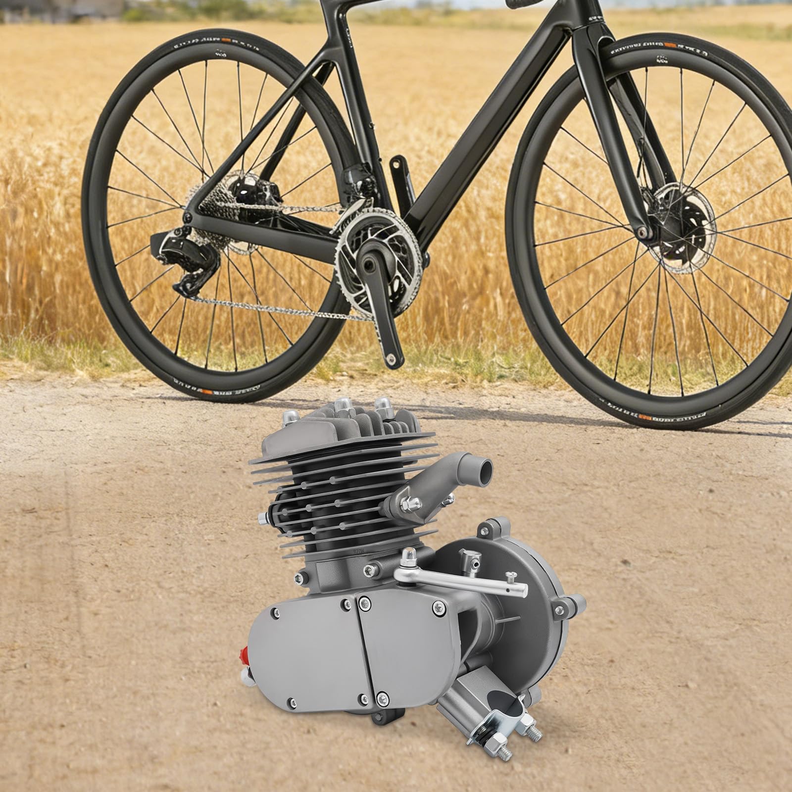 Fahrrad Motor Kit 2 Takt 80 cc, Motor Fahrrad CDI Zündsystem Benzinmotor 180 kg Tragkraft Engine Luftgekühlt Fahrradmotor-Set für Fahrräder, Mountainbikes und Rennräder Bis 40km/h