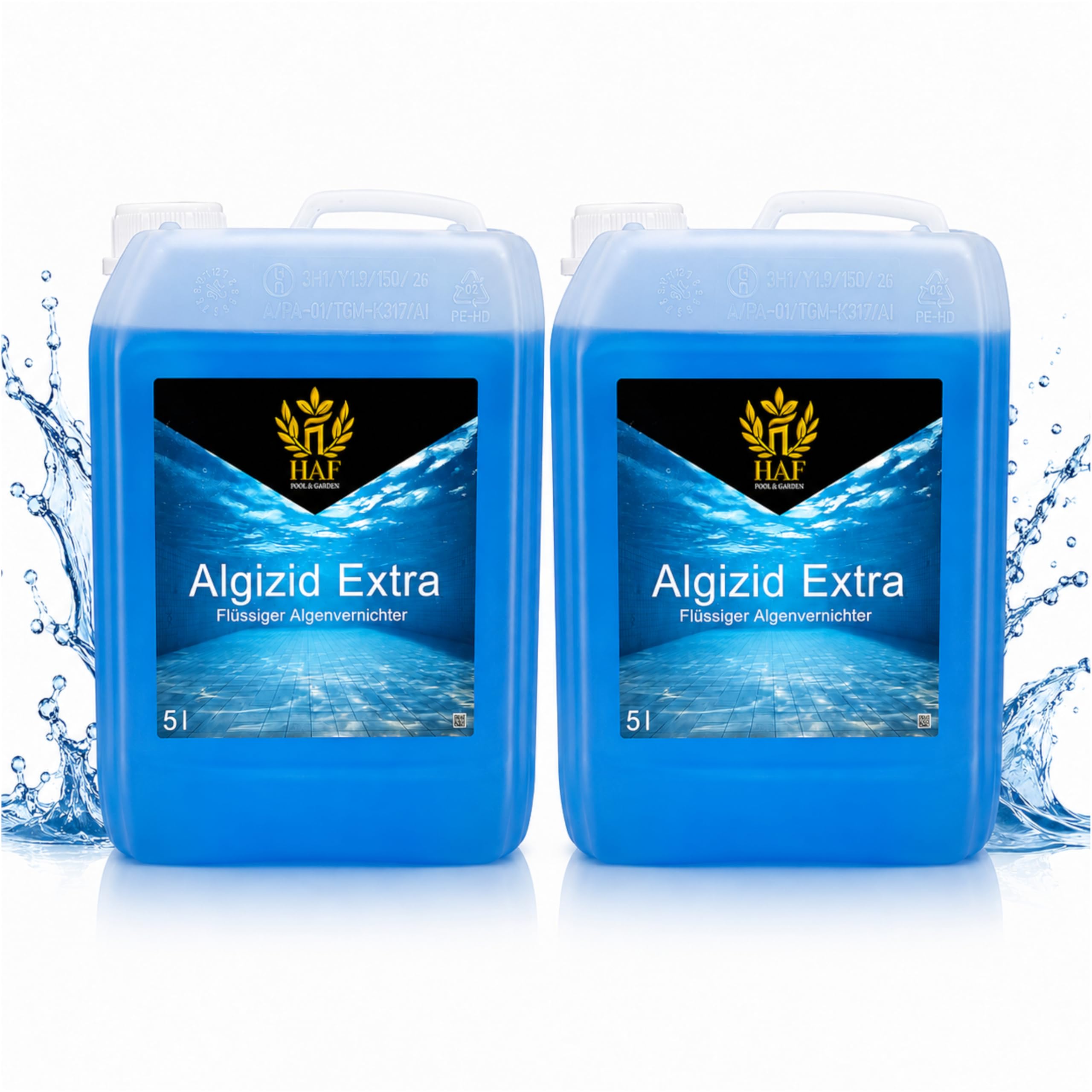 HAF Algizid Extra für Pool & Schwimmbad (2 x 5 Liter) – Algenvernichter und Algenverhüter gegen grünes Wasser – schnelle Algenbekämpfung und dauerhafte Algenprävention für Aufstellpool & Einbaupool