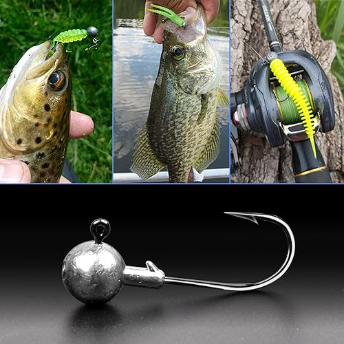 Miniatura 9 de Jig Heads - Anzuelos de pesca con cabezas de anzuelo sin pintar, cabeza de plantilla redonda afilada para lubina, trucha, lucioperca, pesca de agua