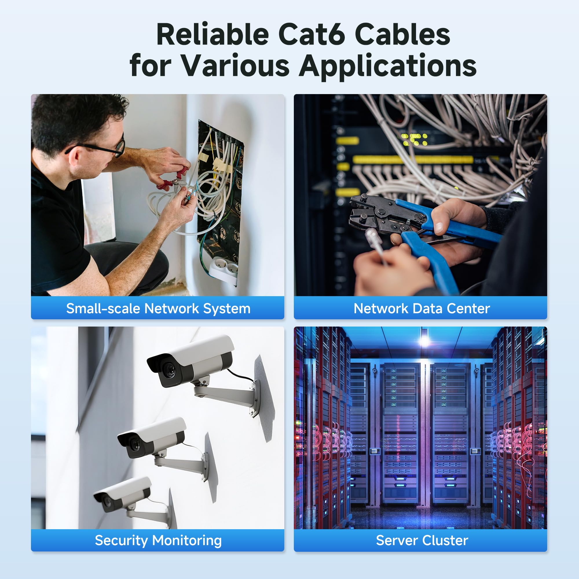 Cable Matters Cavo Ethernet Cat6a schermato in rame nudo da 10 Gbps a parete (CM) nominale 23 AWG, cavo Ethernet Cat6a, 152,4 m, solido, S/STP, S/FTP, cavo Ethernet Cat6a, blu