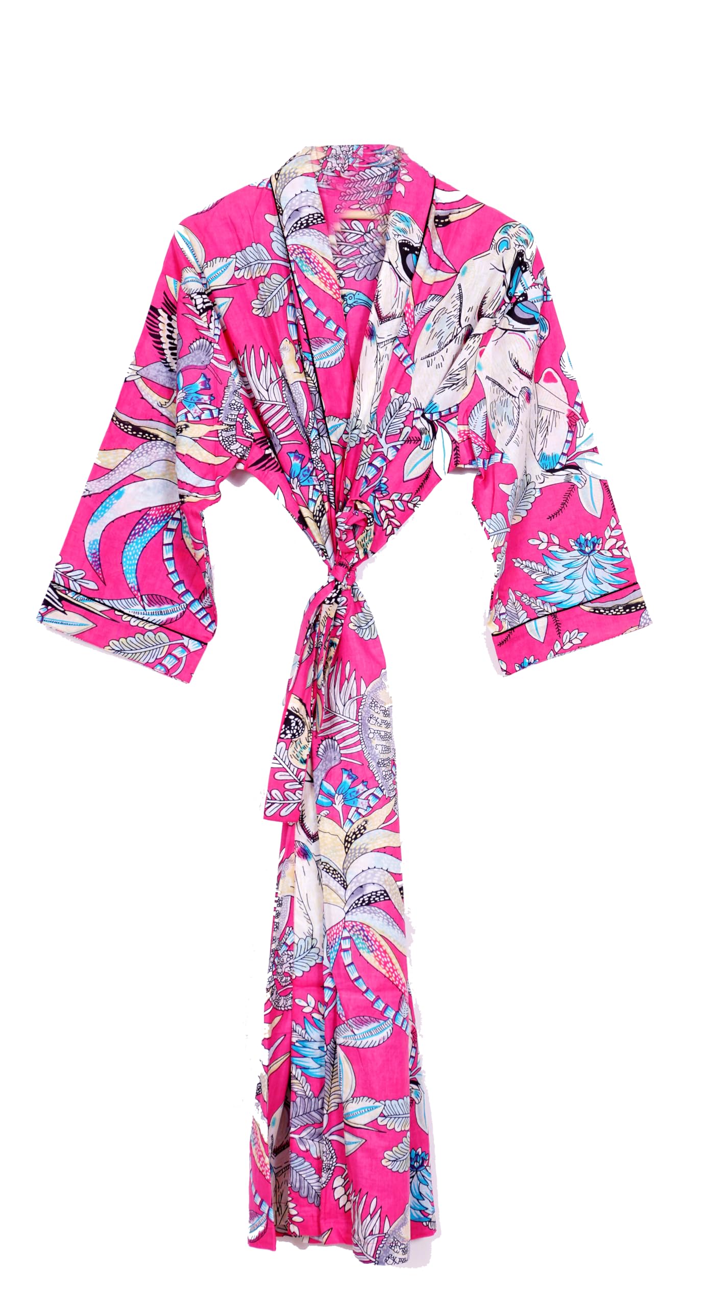 Pure 100% Cotton Robe For Womens Bathrobe Dressing Gown Long sleepwear Free Size Kimono