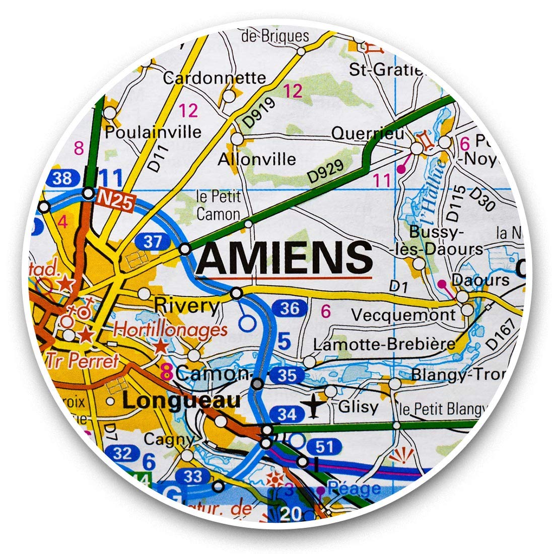 Destination Vinyl Ltd Amiens City France French Travel Map 44090 2 X 7.5Cm Vinyl Stickers - Amiens City France French Travel Map Decals 44090