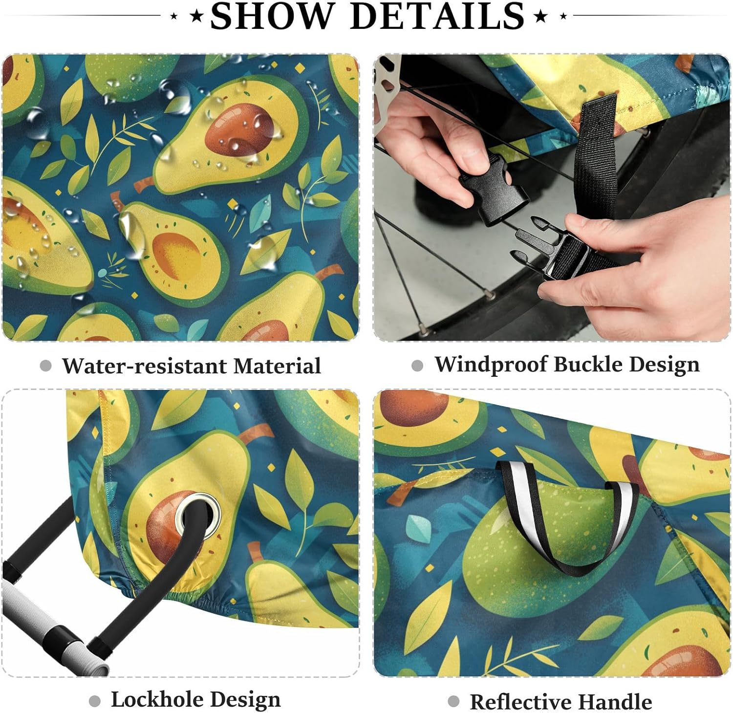 Green Art Avocado Bike Covers Waterproof Electric Bike Cover Bikes Storage