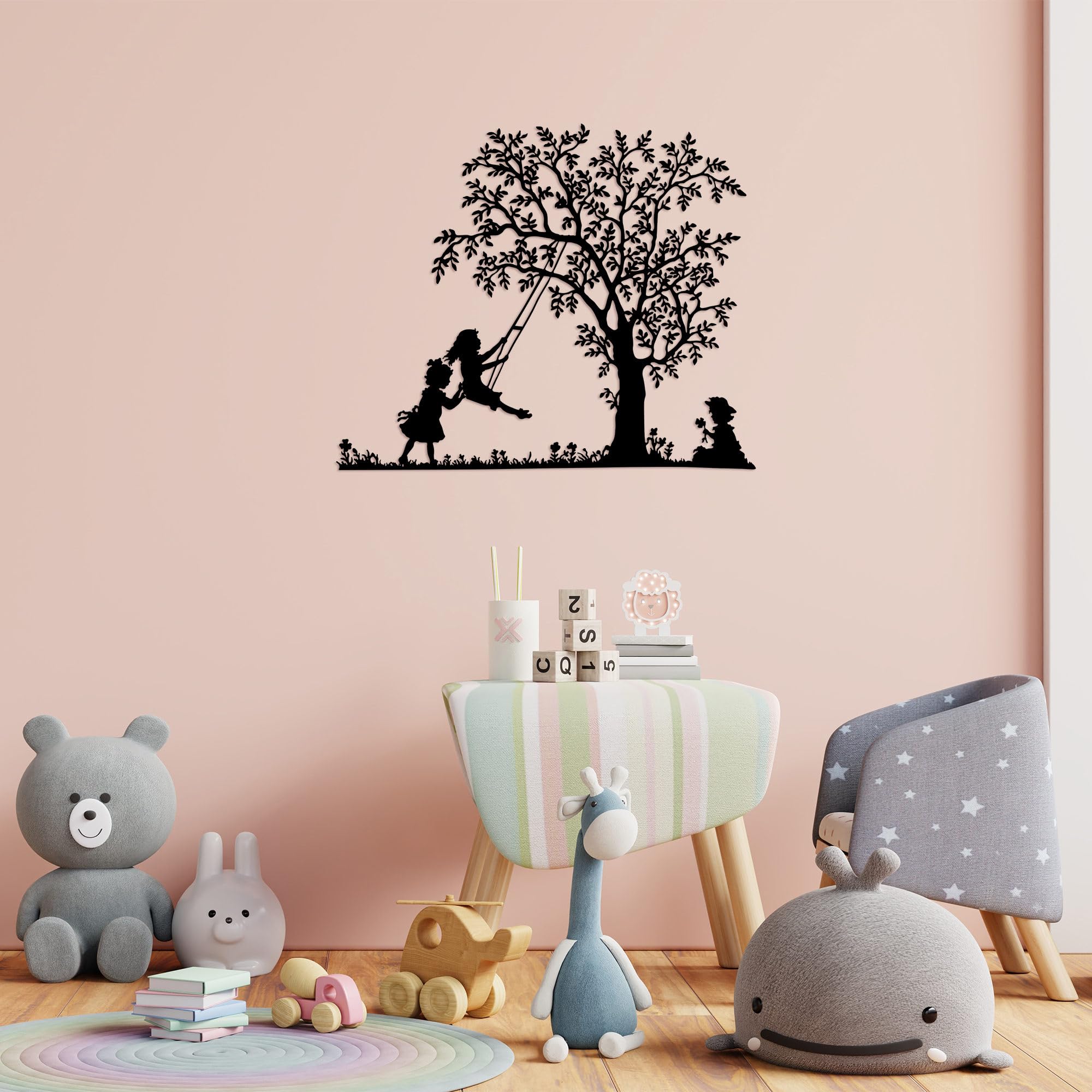 Décoration murale métal moderne Hanah Home grand format noir 69x57cm